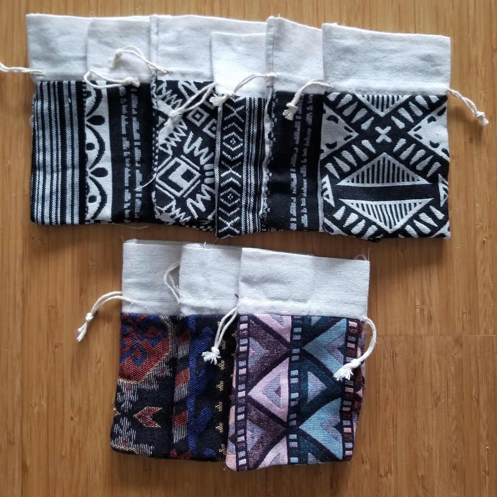 9 piece woven bags gift drawstring